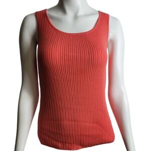 Eddie Bauer Coral Orange Pima Cotton Ribbed Tank Top Womens Medium Dopamine